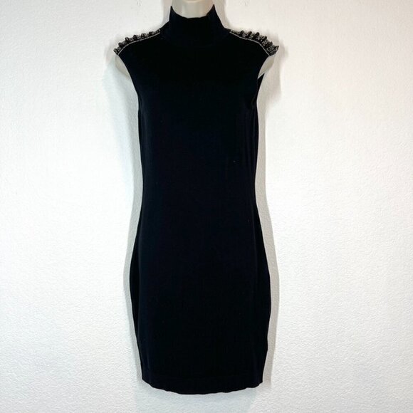 Vintage Marciano Black Dress Beaded Mini Retro Small - Picture 2 of 12